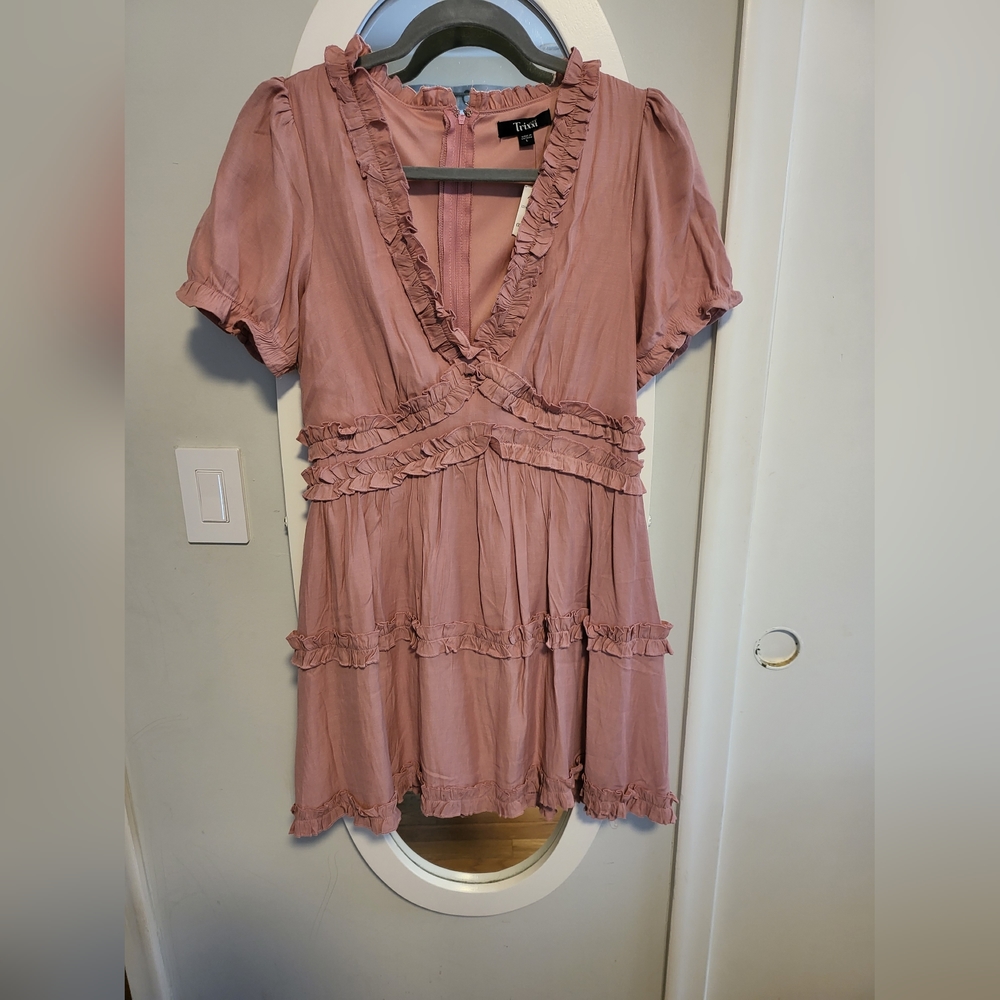 Dusty Rose short ruffle dress